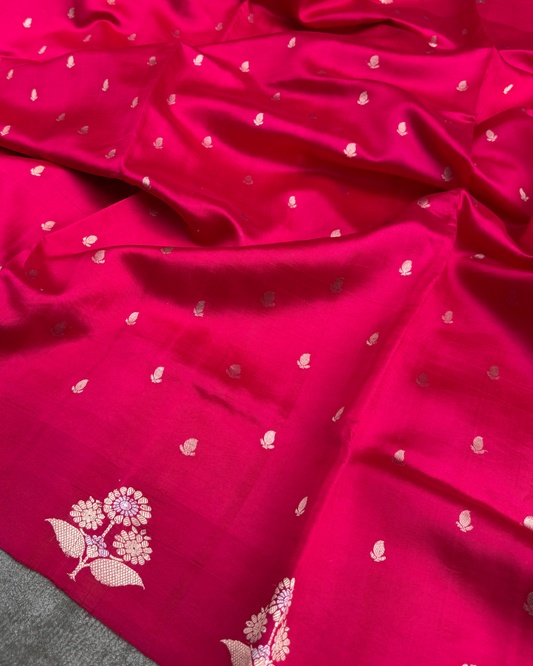 Pink Pure Banarasi Mulberry Soft Silk Saree