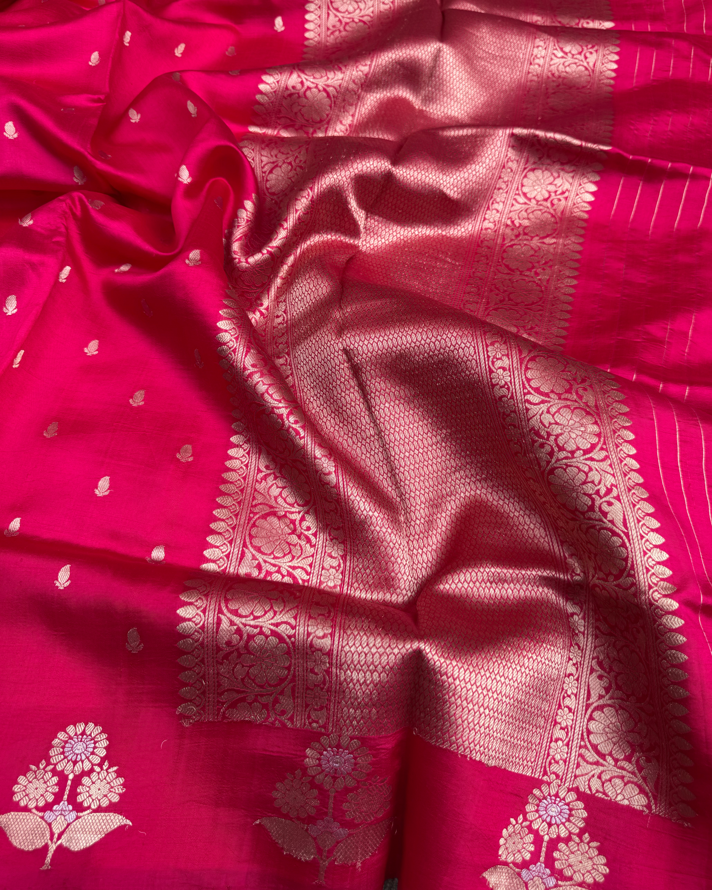 Pink Pure Banarasi Mulberry Soft Silk Saree