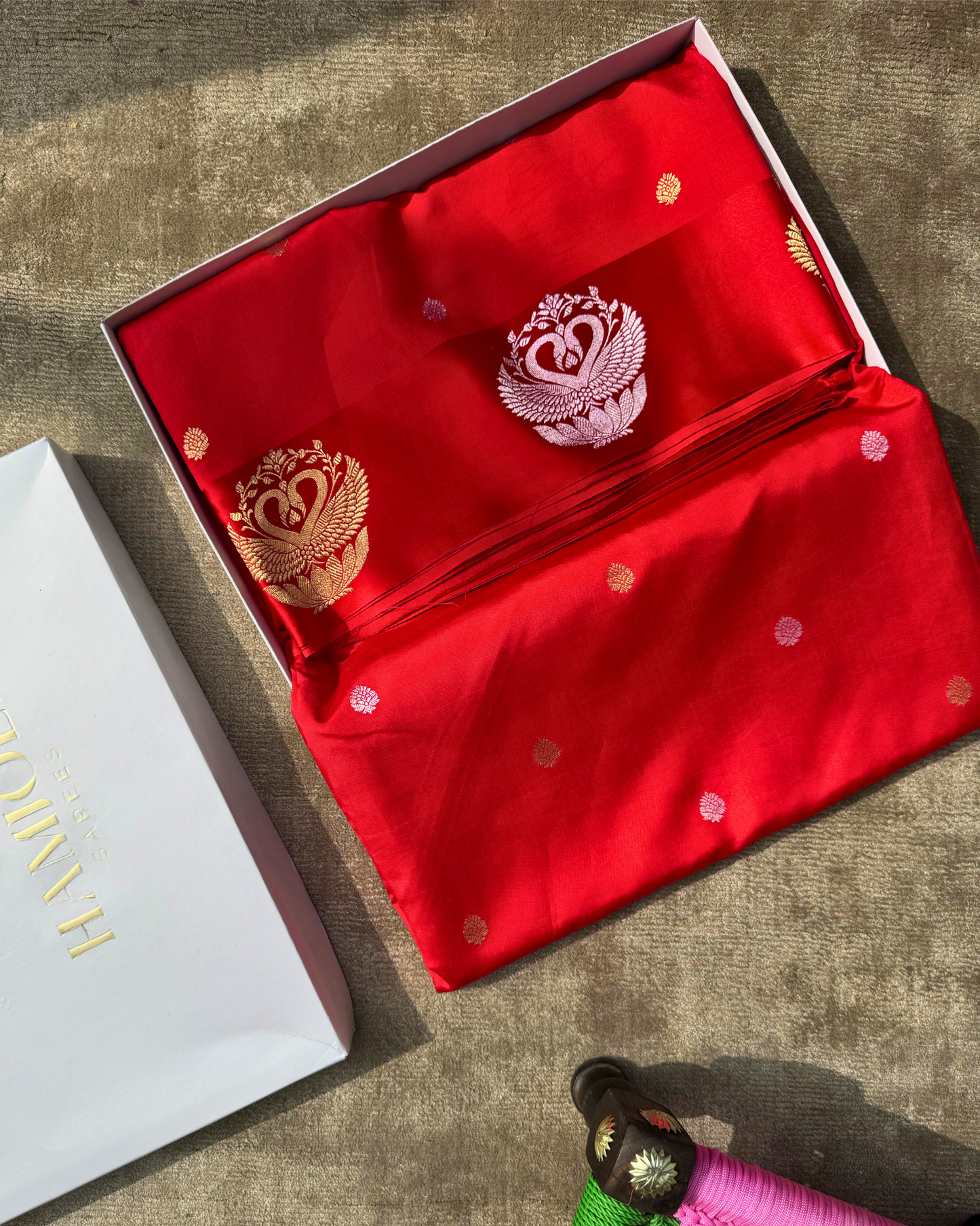 Red Pure Banarasi Mulberry Mango Soft Silk Saree