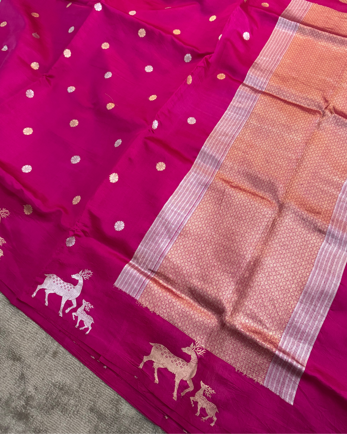 Pink Pure Banarasi Mulberry Mango Soft Silk Saree