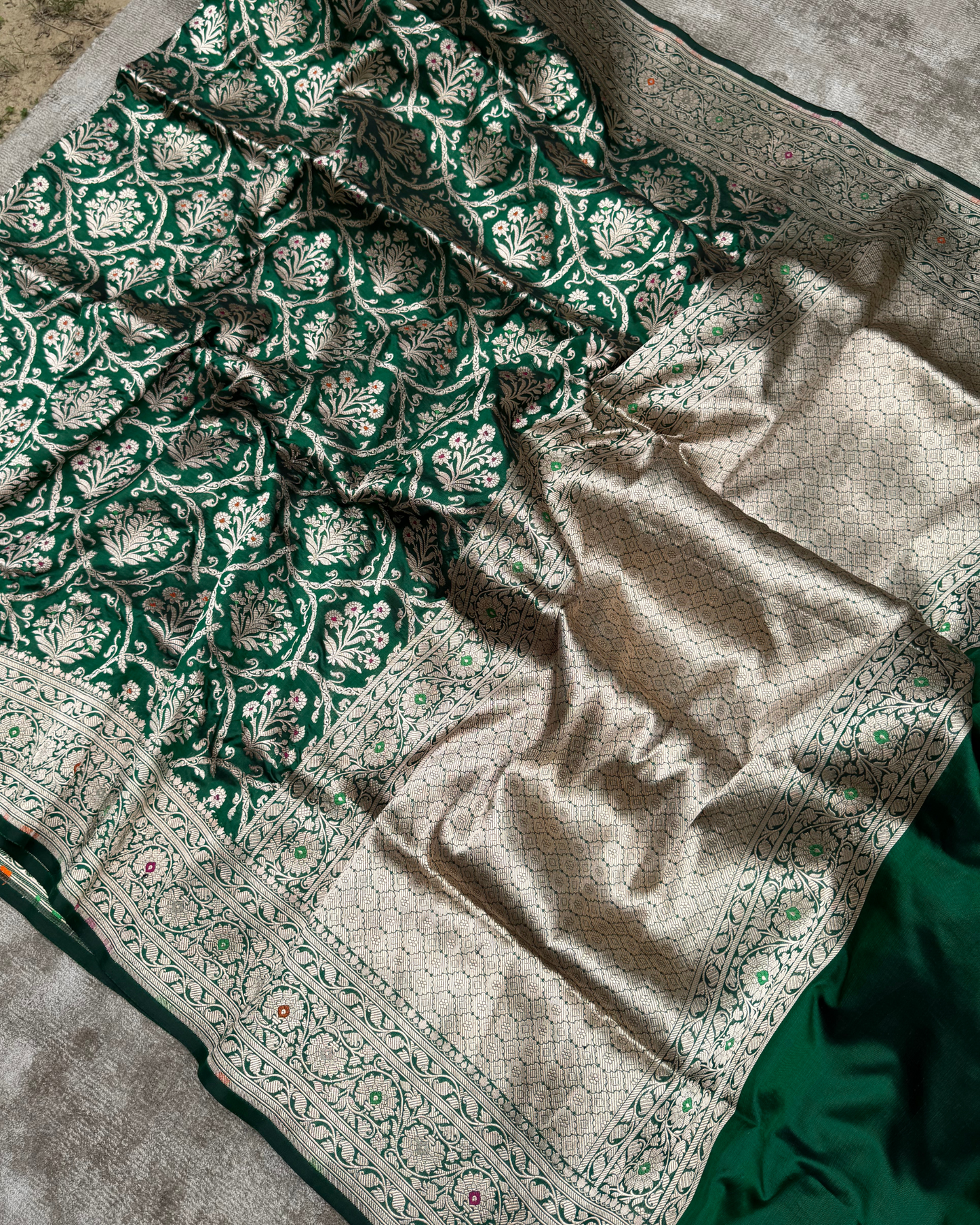 Green Pure Banarasi Katan Silk Saree