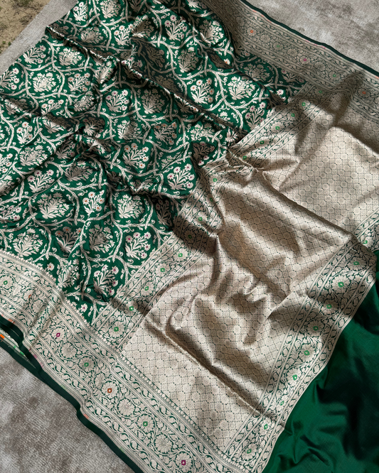 Green Pure Banarasi Katan Silk Saree