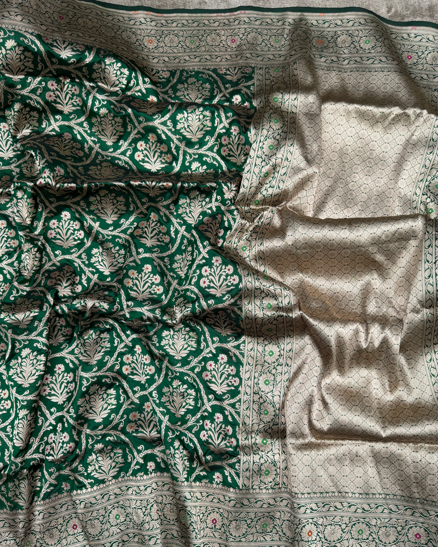 Green Pure Banarasi Katan Silk Saree