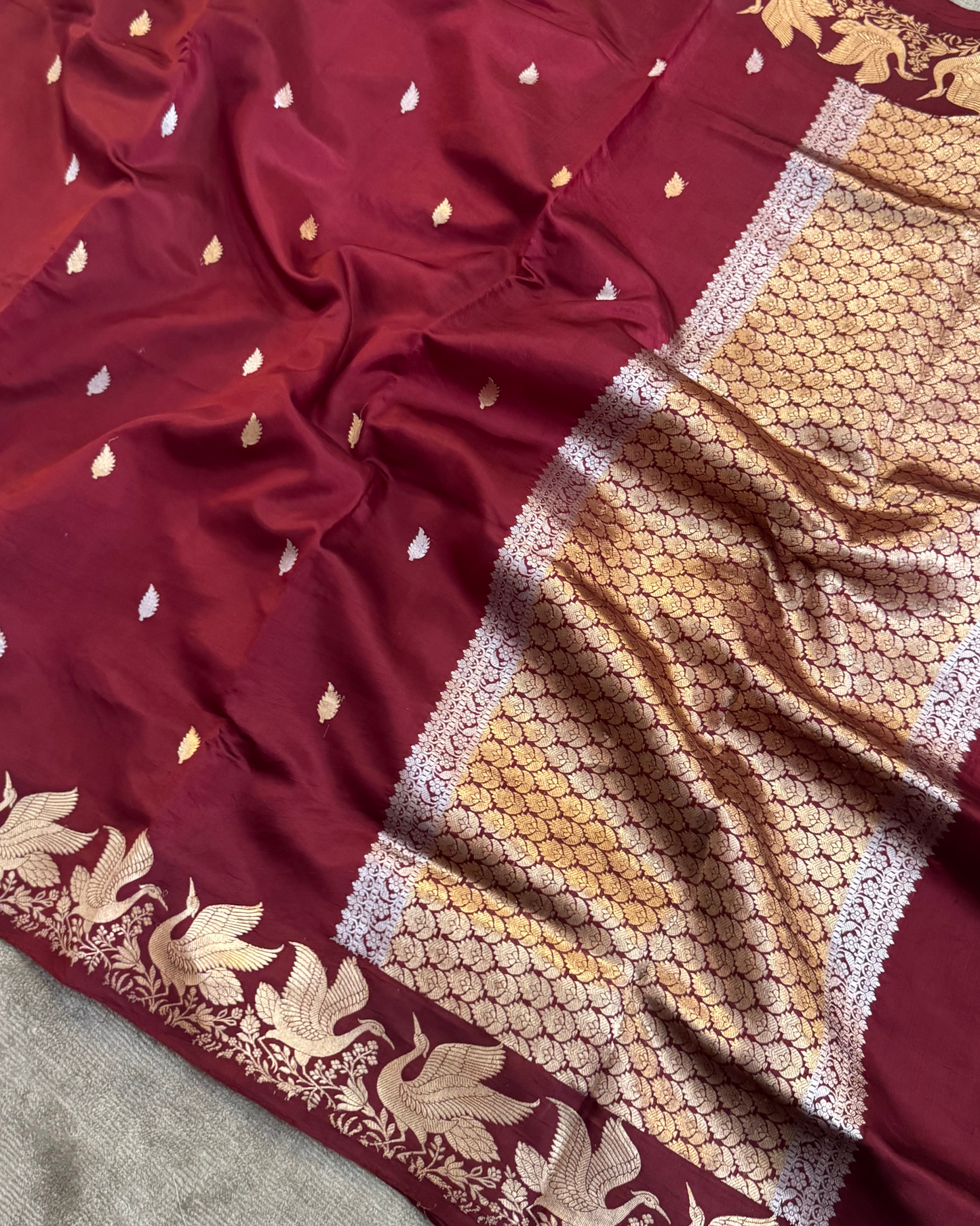 Brown Pure Banarasi Mulberry Soft Silk Saree
