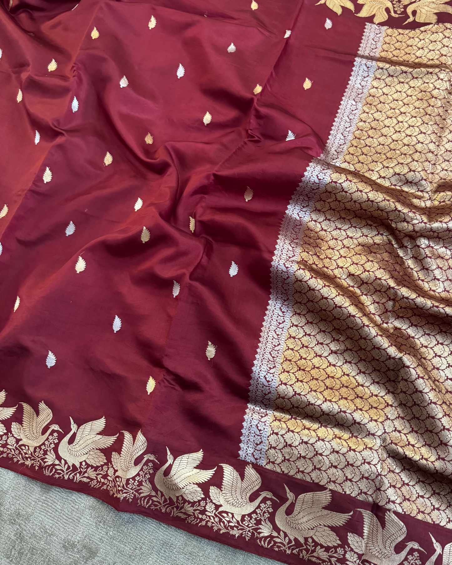 Brown Pure Banarasi Mulberry Soft Silk Saree