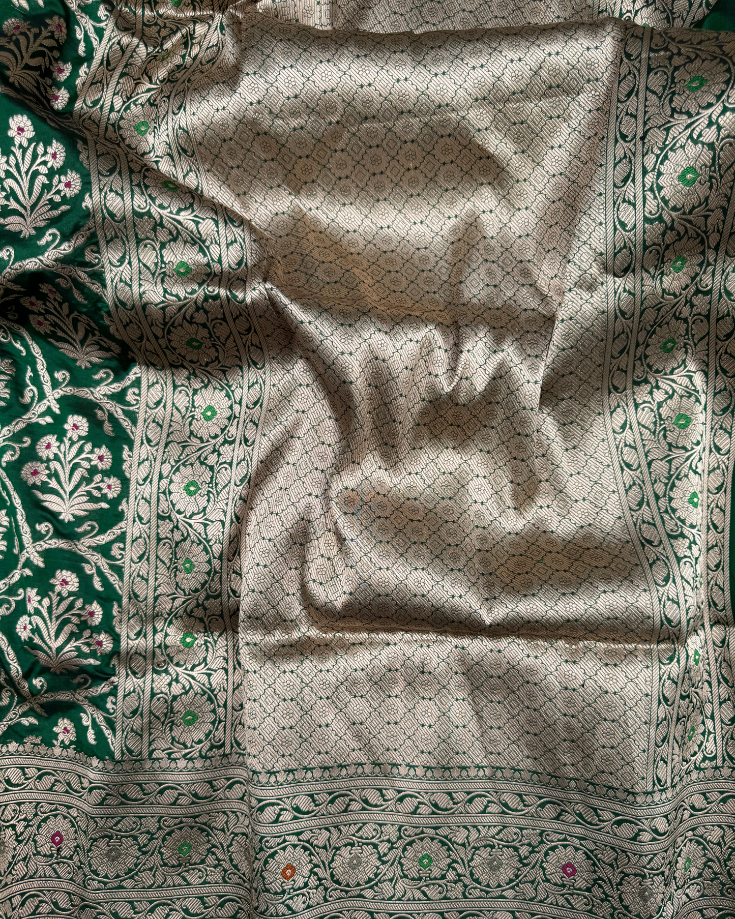 Green Pure Banarasi Katan Silk Saree