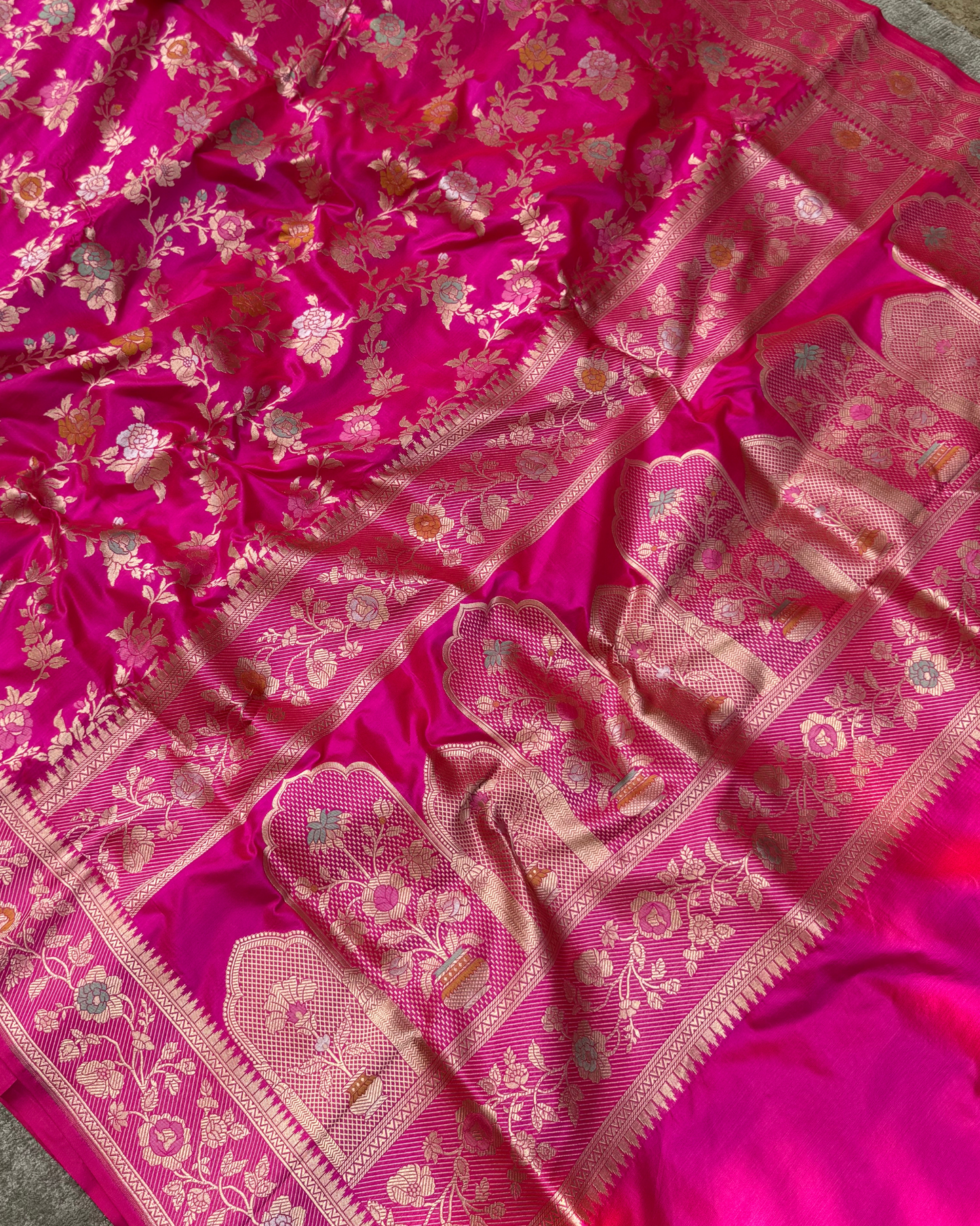 Pink Pure Banarasi Katan Silk Saree