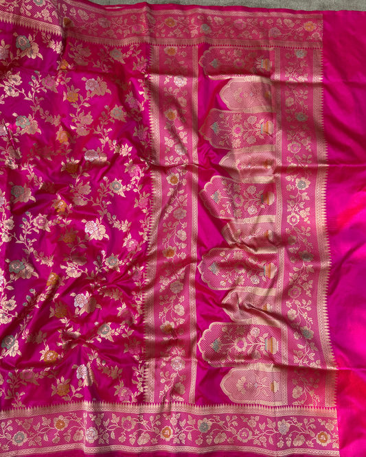 Pink Pure Banarasi Katan Silk Saree