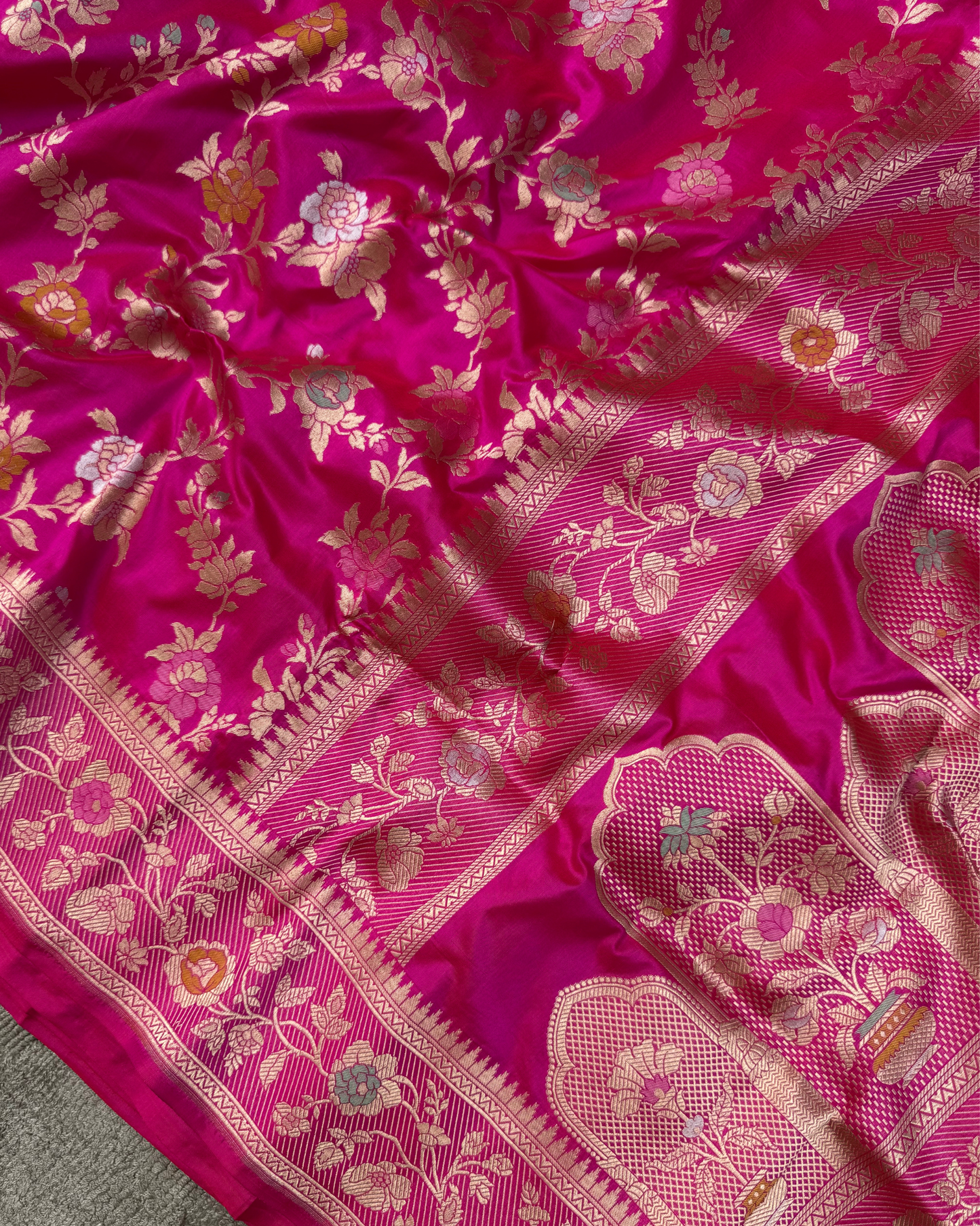 Pink Pure Banarasi Katan Silk Saree