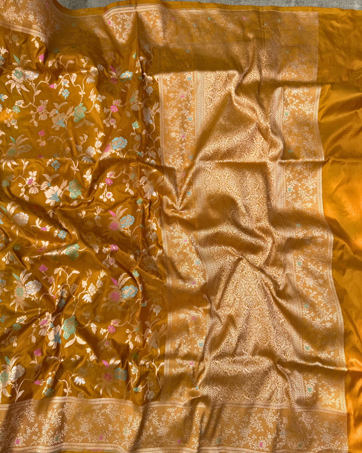 Mustard Saree Pure Banarasi Katan Silk Saree