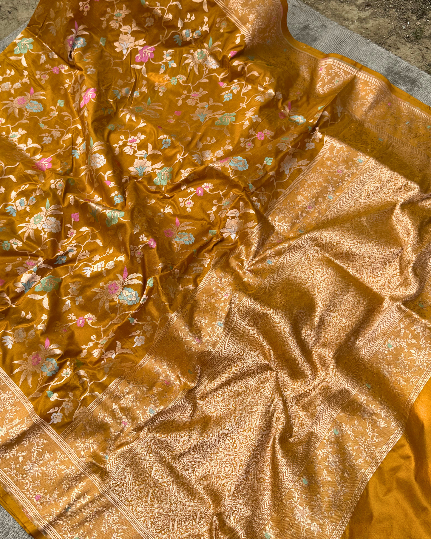 Mustard Saree Pure Banarasi Katan Silk Saree