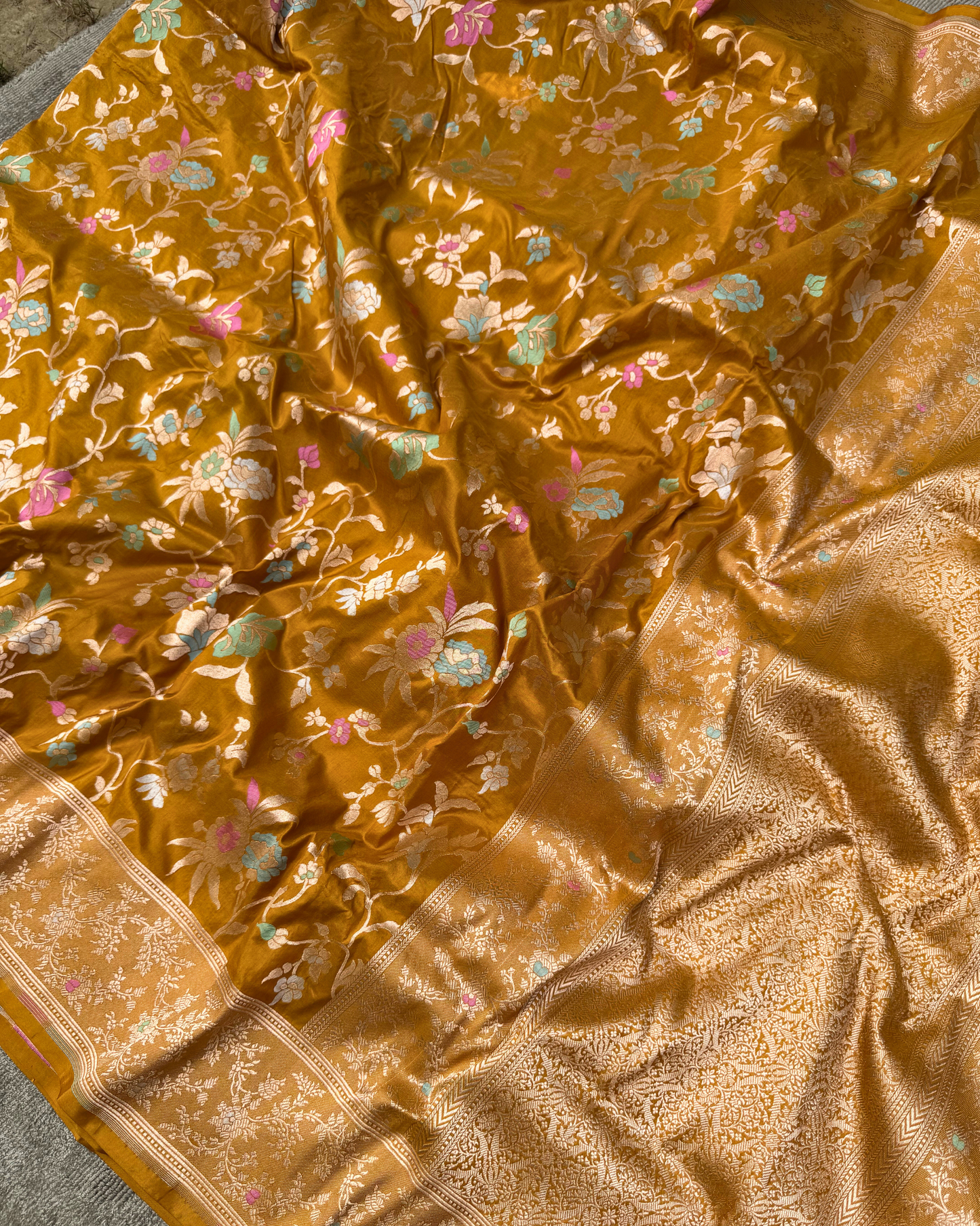 Mustard Saree Pure Banarasi Katan Silk Saree
