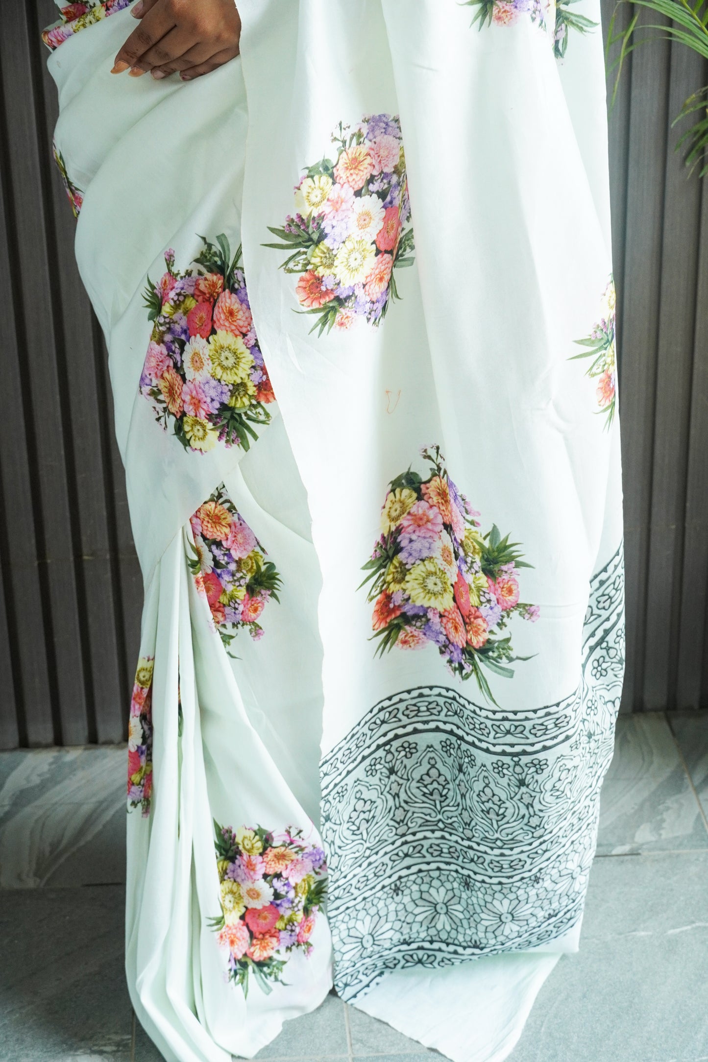 Blue Silk Saree with Digital Print