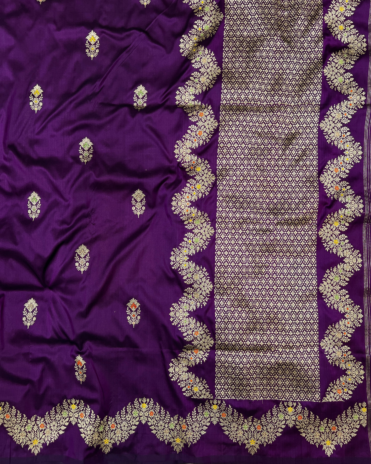 Purple Handloom Banarasi Katan Boota Saree