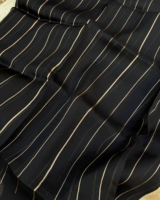 Black Pure Banarasi Kora Silk Saree