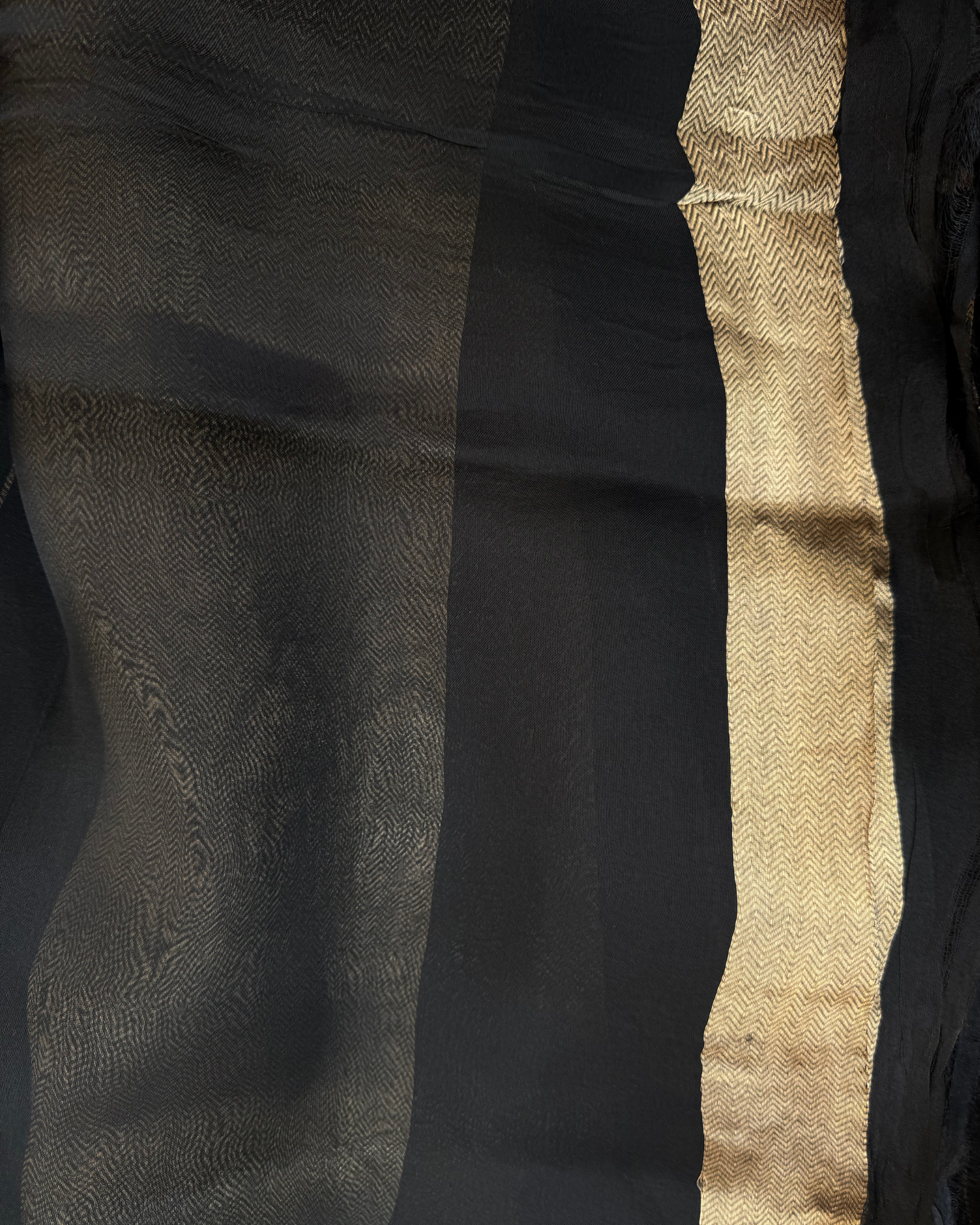 Black Pure Banarasi Kora Silk Saree