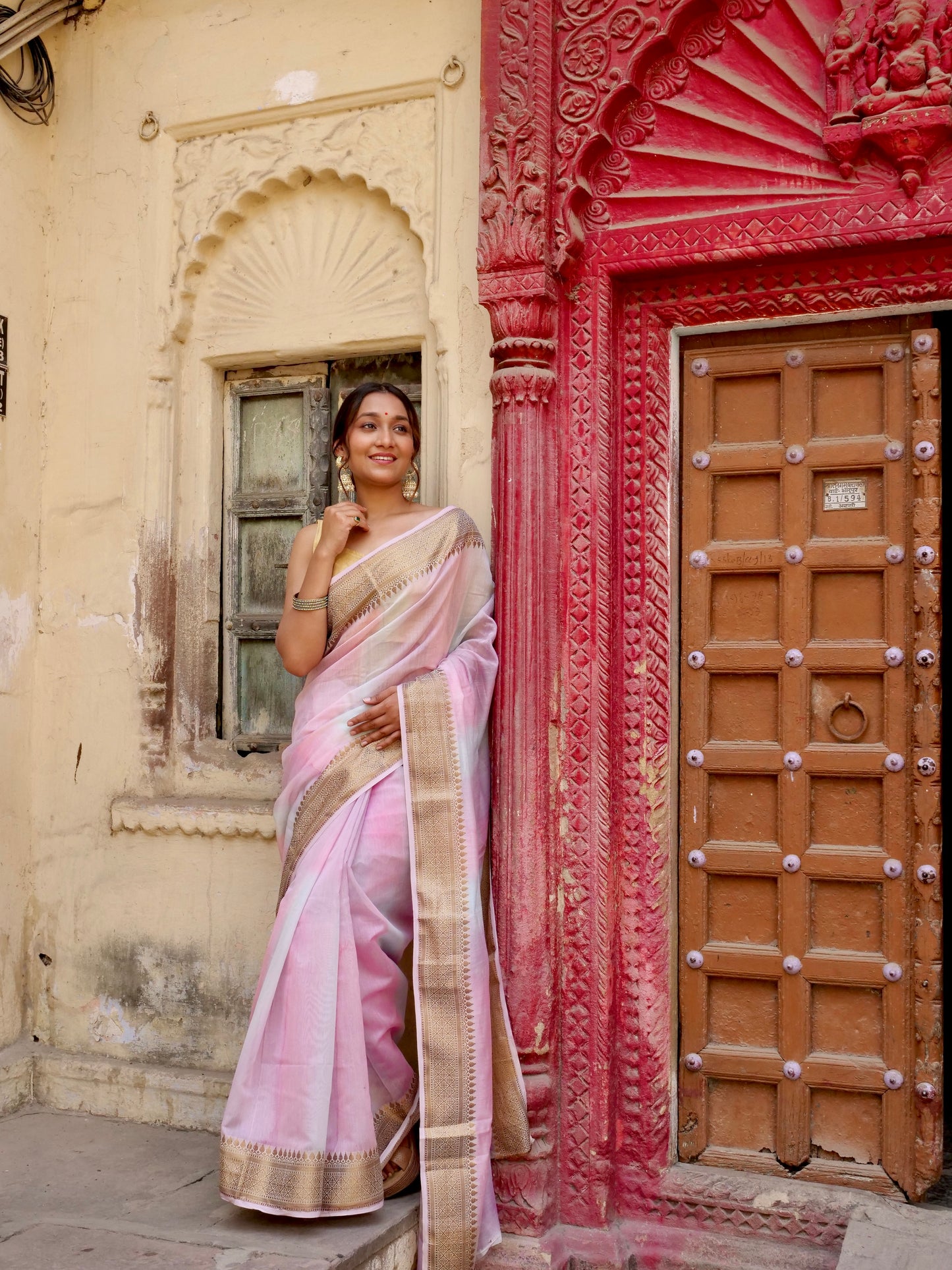 Handloom Pure Chanderi linen saree