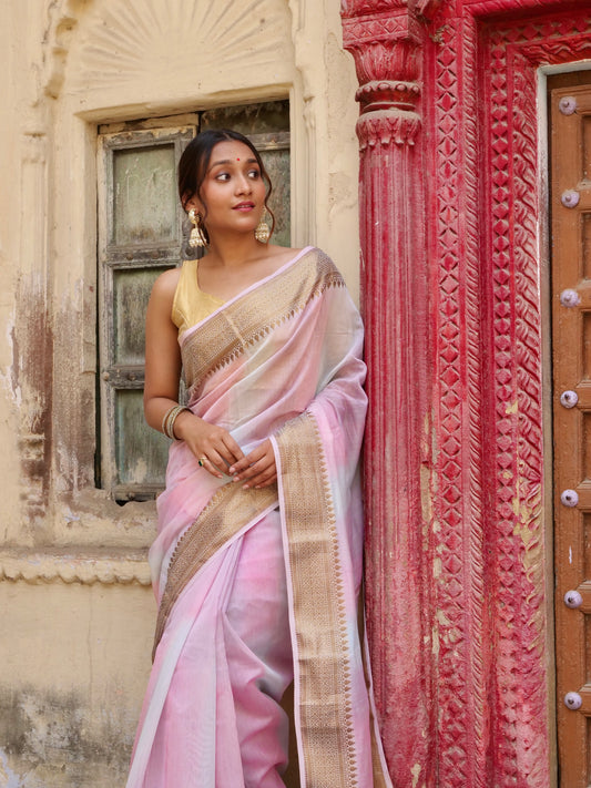 Handloom Pure Chanderi linen saree
