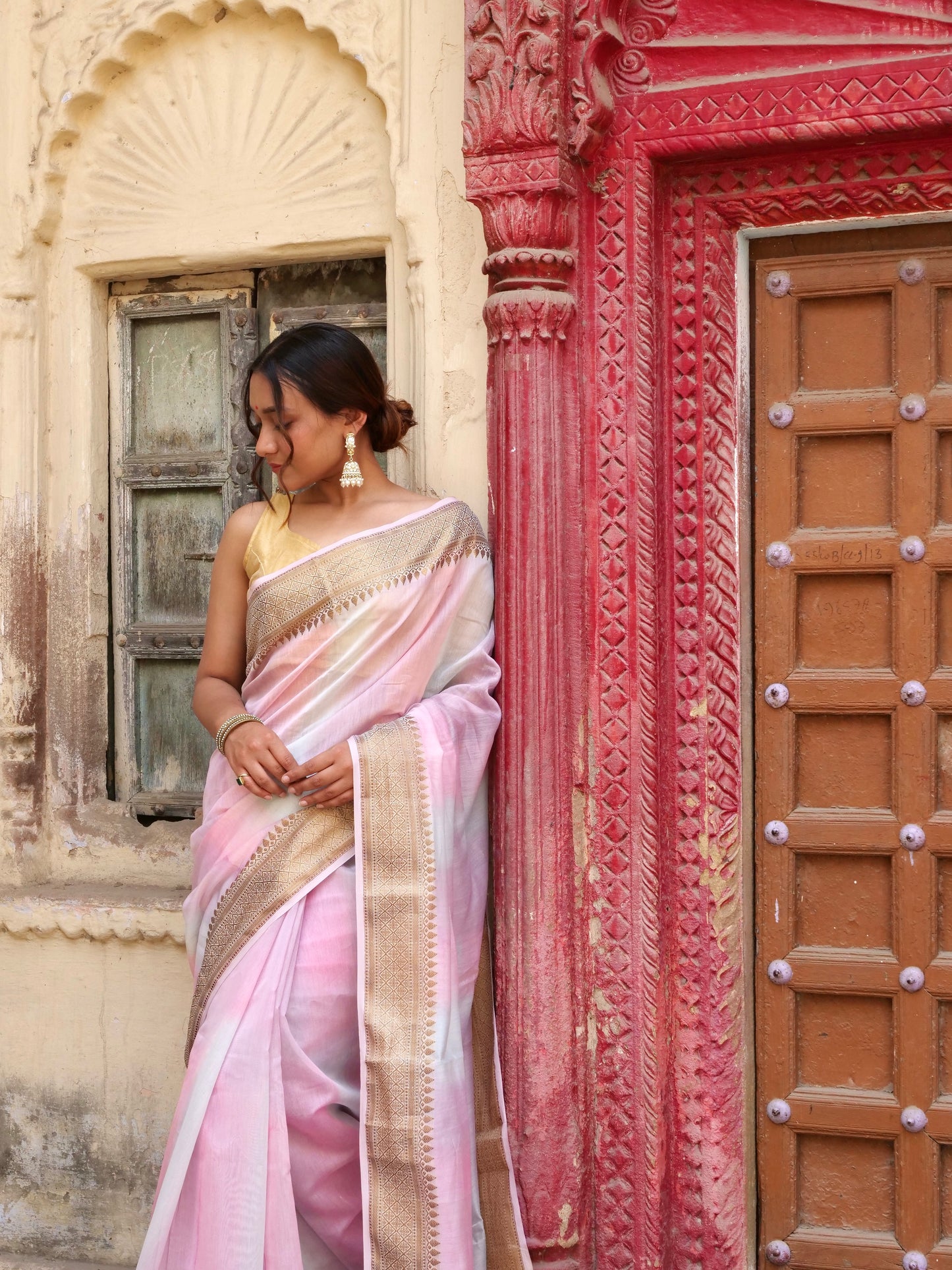 Handloom Pure Chanderi linen saree