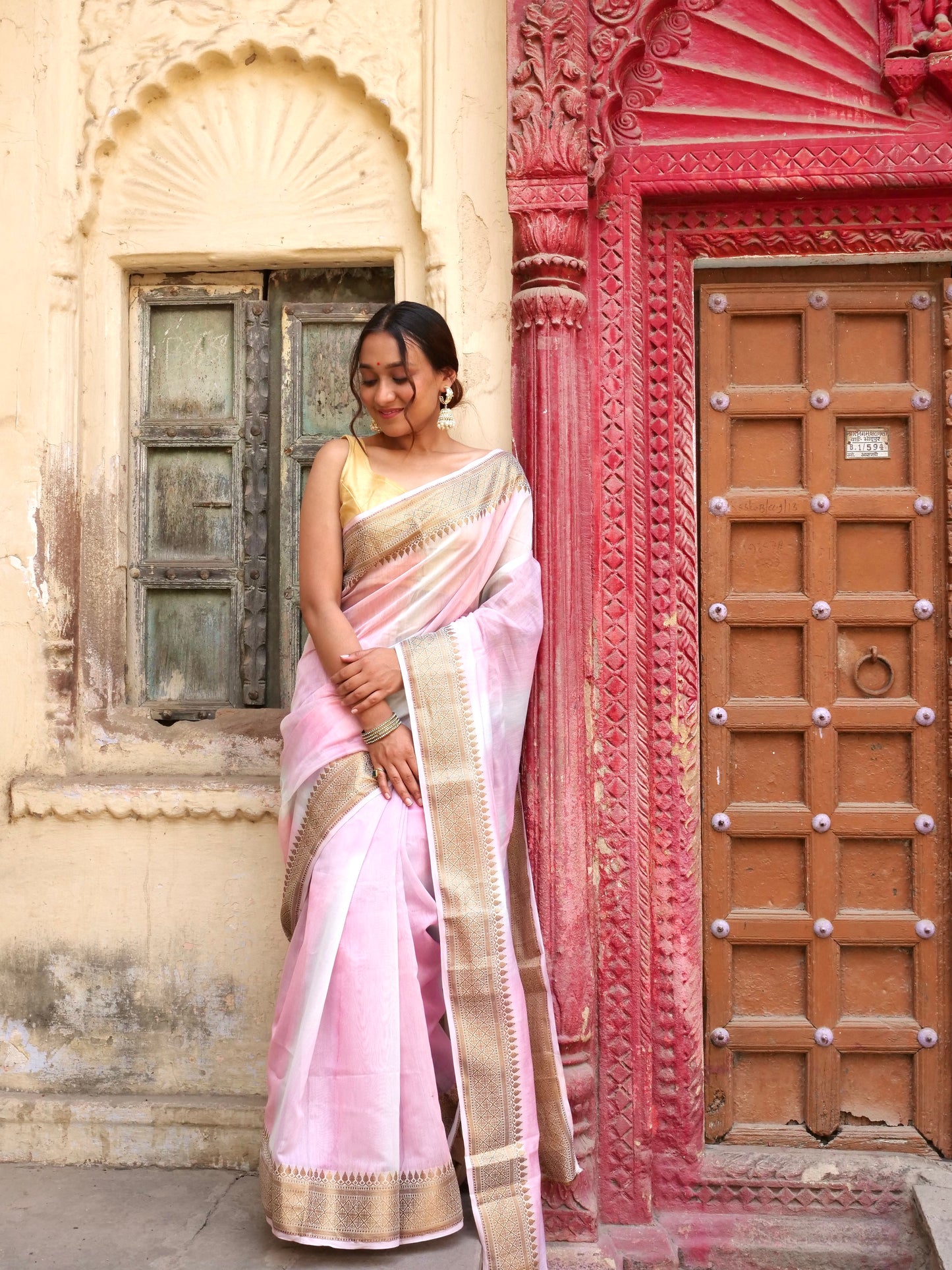Handloom Pure Chanderi linen saree