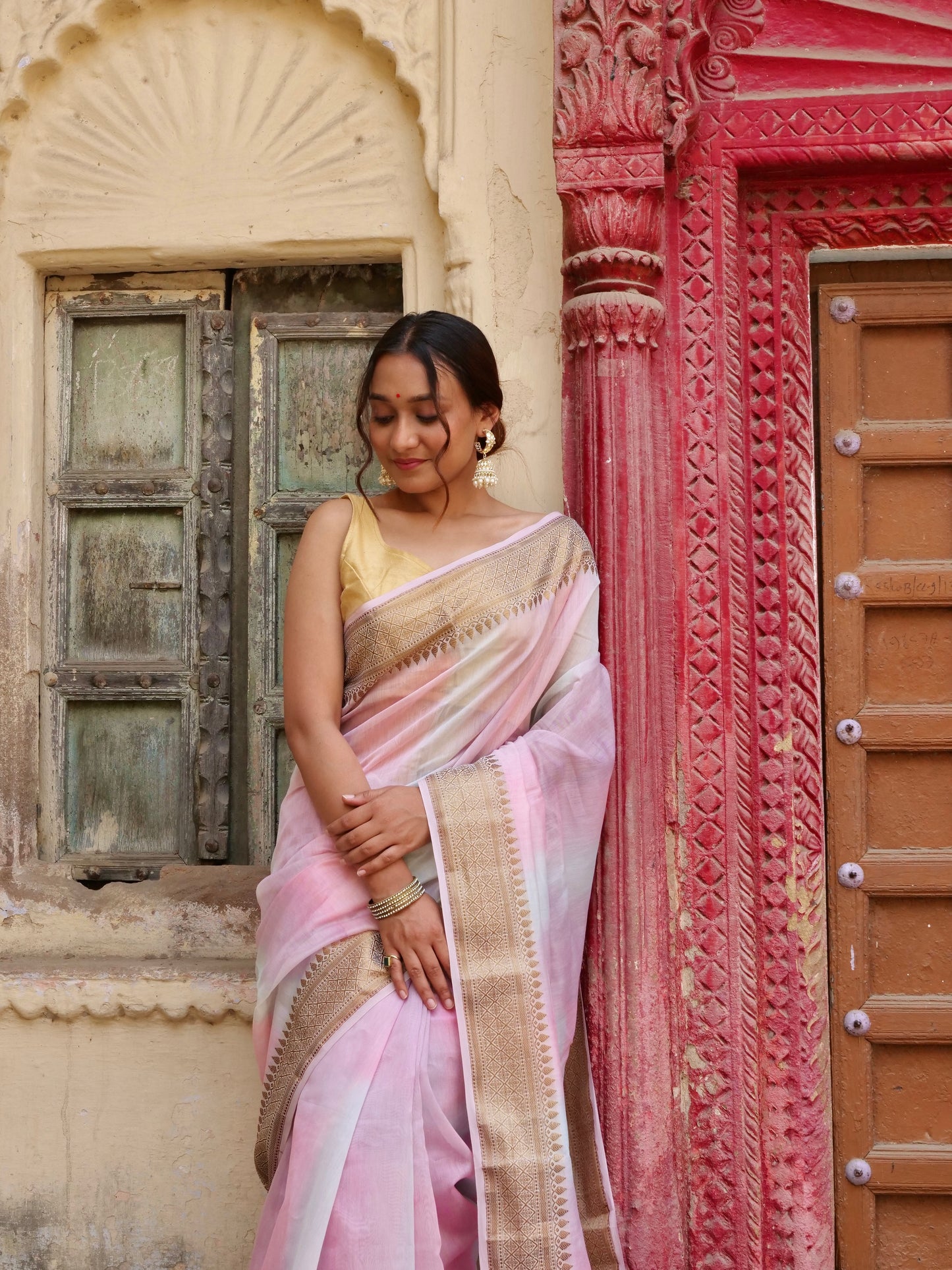 Handloom Pure Chanderi linen saree