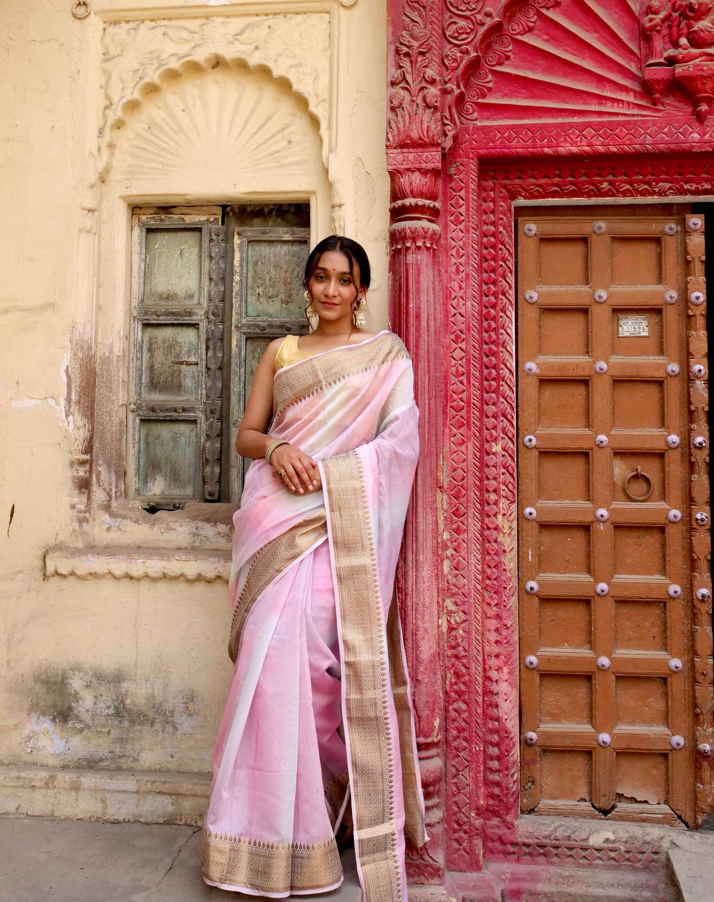Handloom Pure Chanderi linen saree