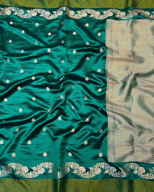 Sea Green Raw Mango Saree