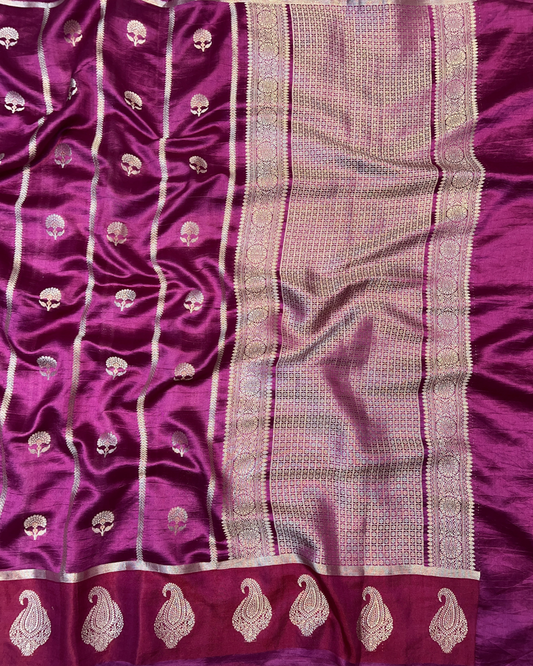 Purple Maroon Raw Mango Saree