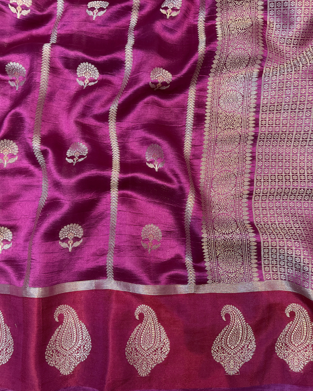 Purple Maroon Raw Mango Saree