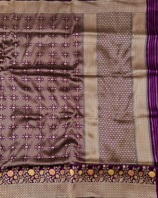 Purple Brocade Meenakari Banarasi Weave Saree