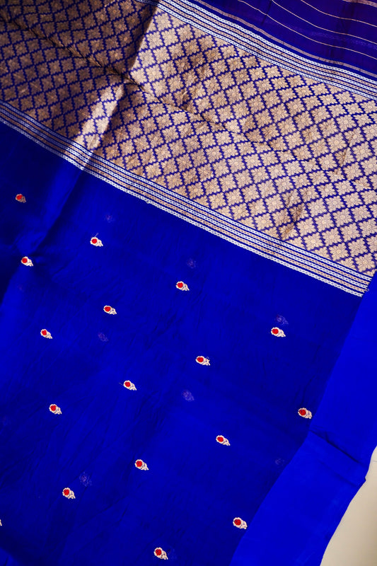 Blue Pure Kora Silk Saree