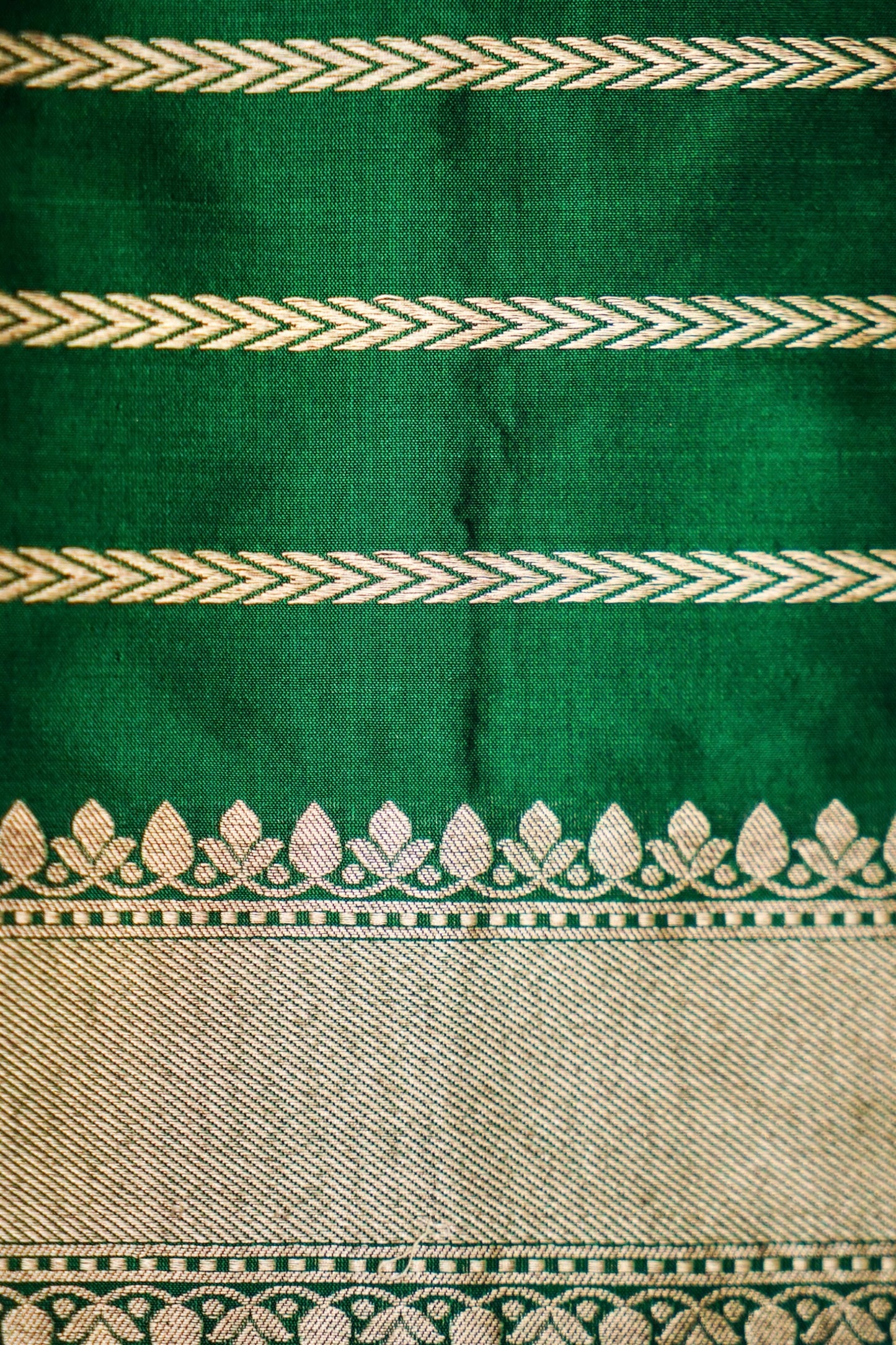 Dark Green Pure Banarasi Katan Silk Saree