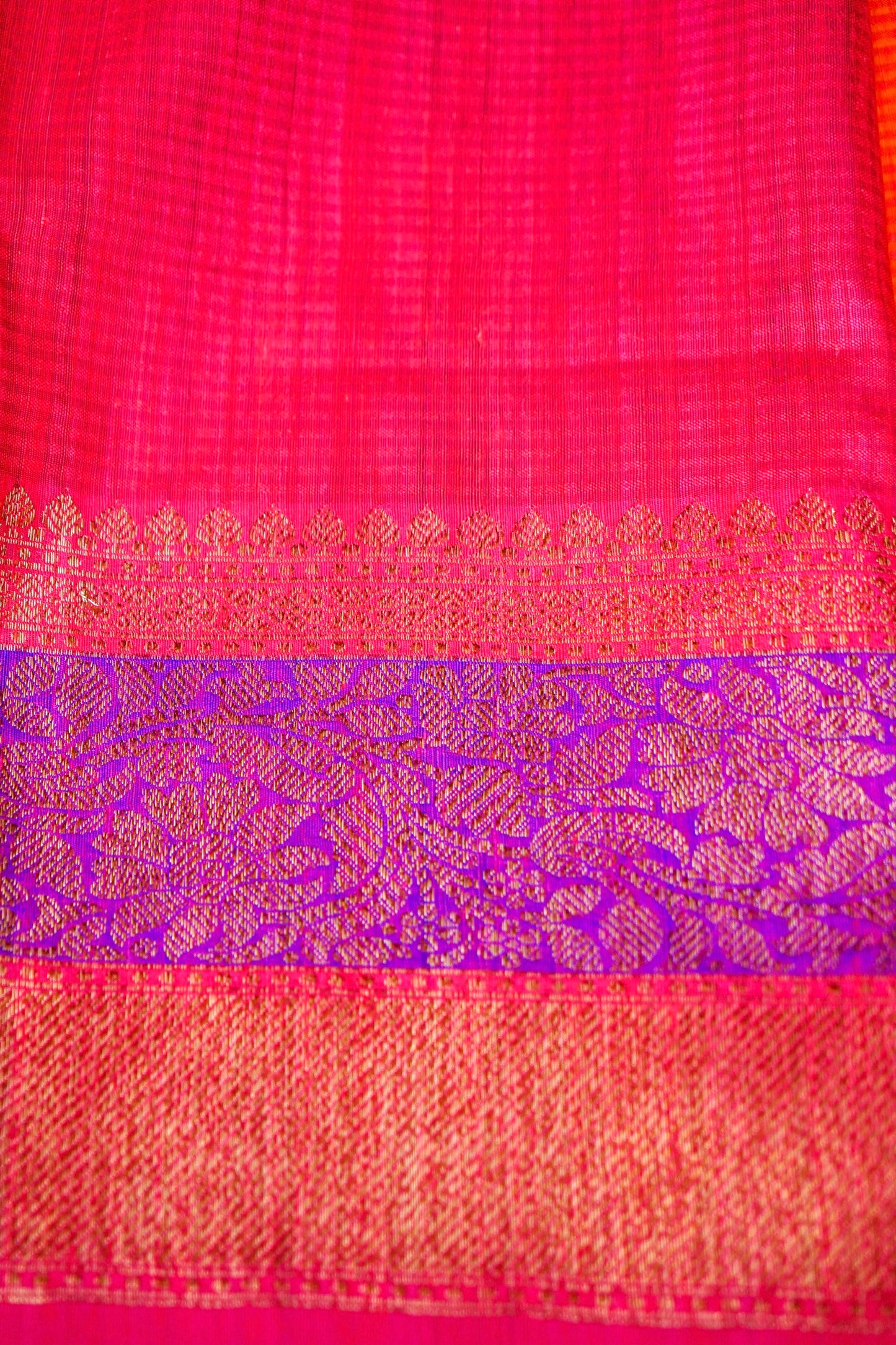 Light Orange Dupion Handloom Silk Saree