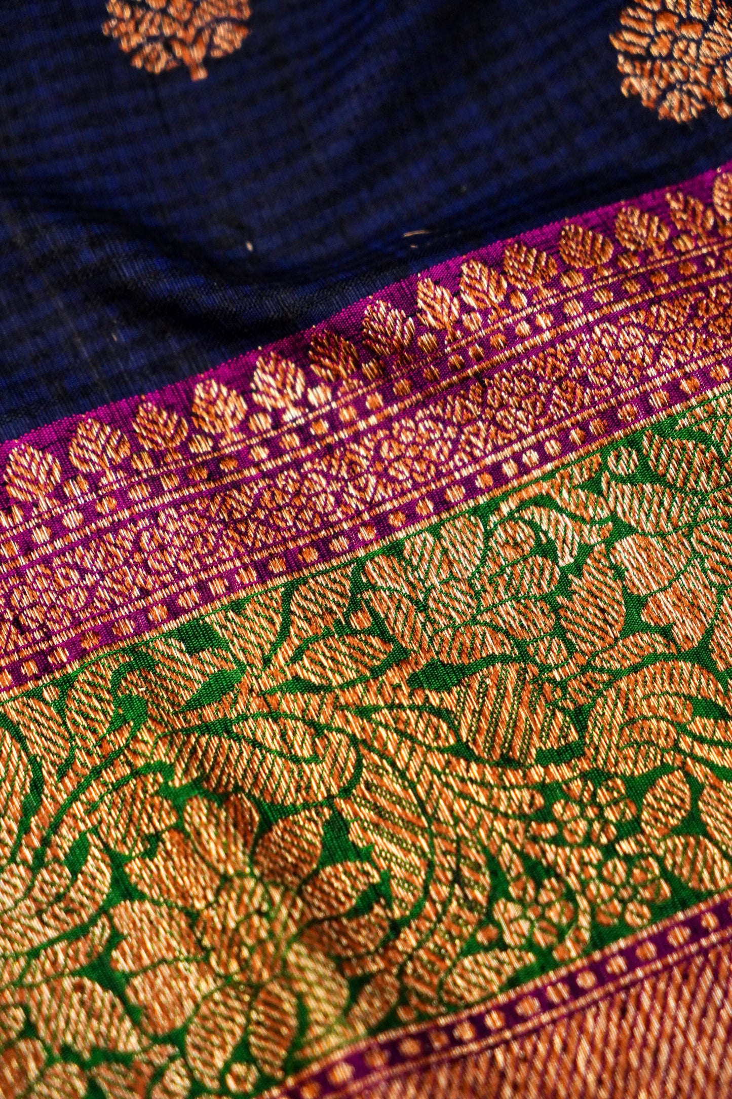 Dark Blue Dupion Handloom Silk Saree