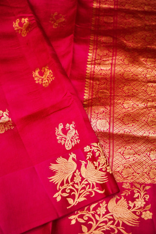Pink Pure Mulberry Katan Silk Saree