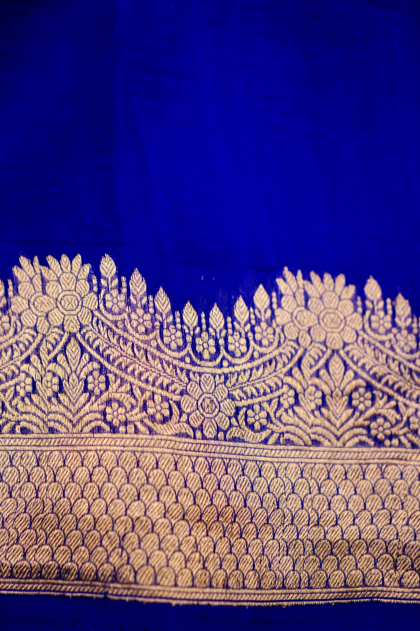 Dark Blue Pure Kora Silk Saree
