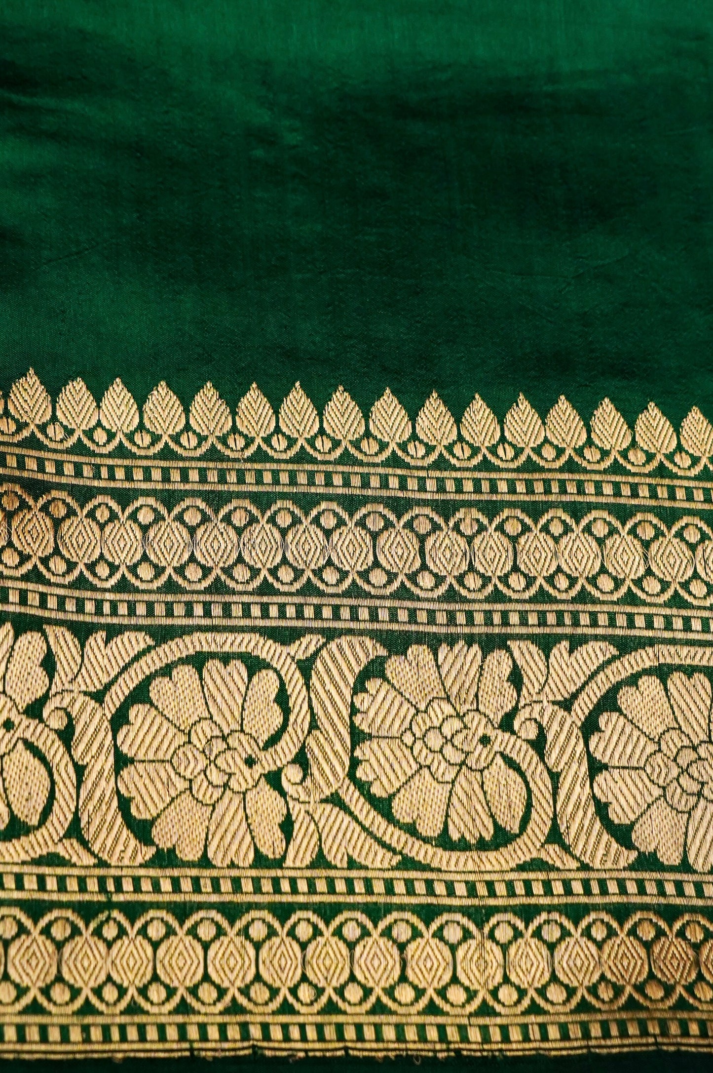Dark Green Pure Mulberry Katan Silk Saree