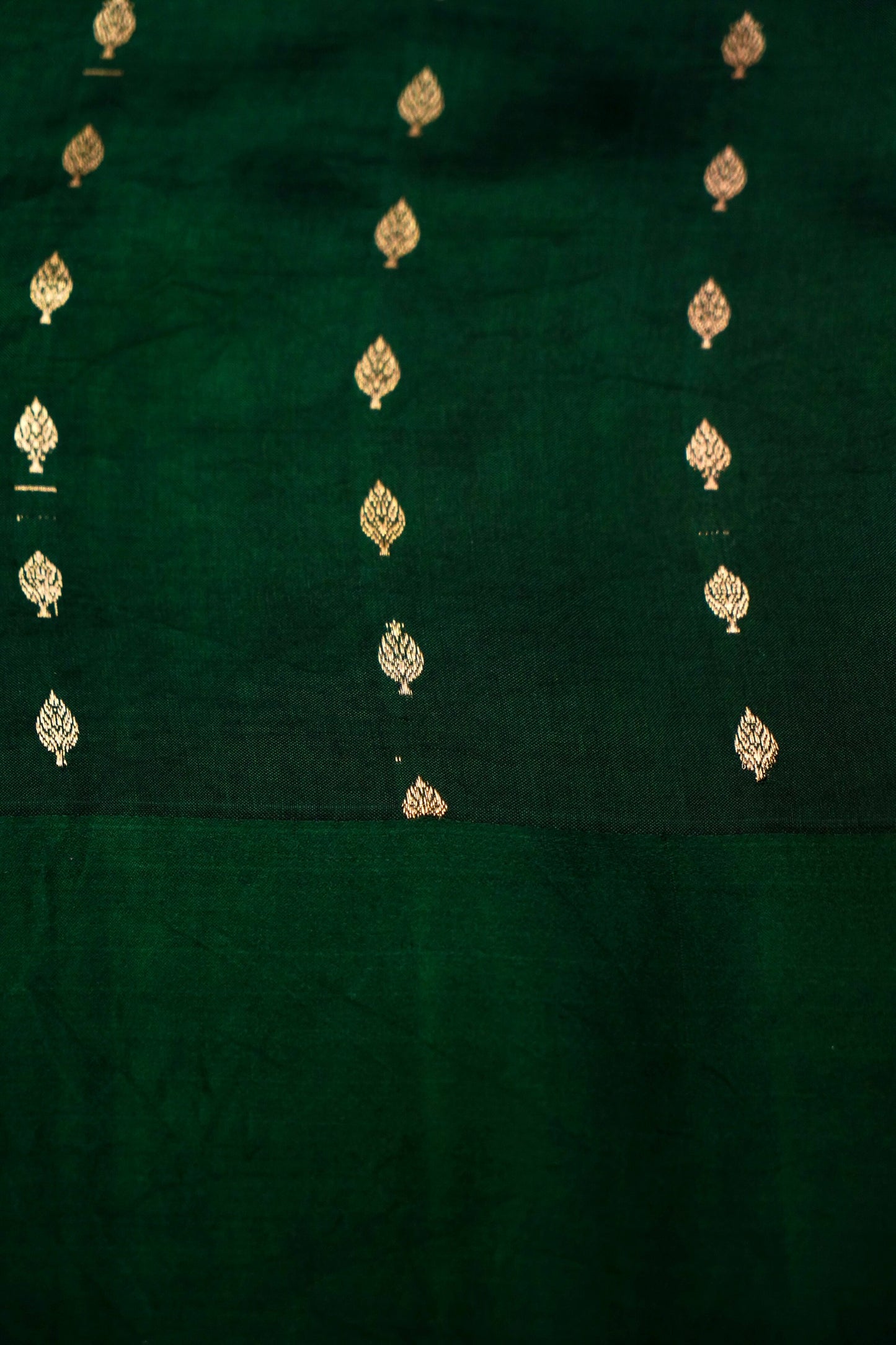Dark Green Pure Mulberry Katan Silk Saree
