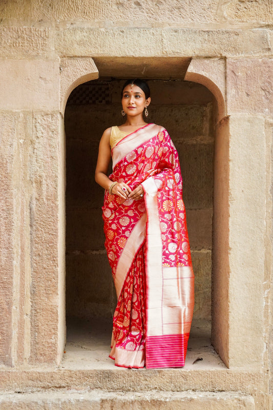 Authentic Handwoven Pure Katan Silk Banarasi Saree | Hamjoli Banaras