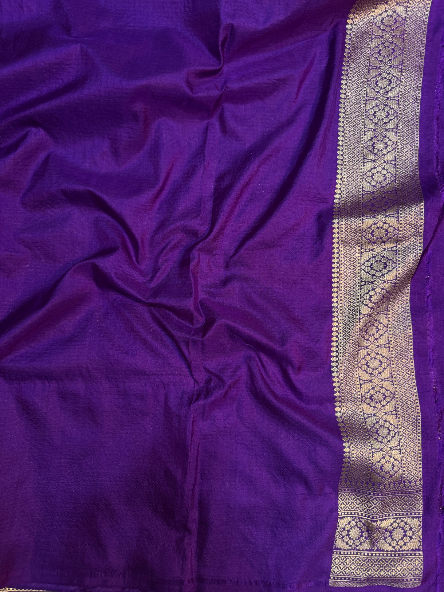 Royal Purple Handloom Kadwa Banarasi Katan Silk Saree with All-Over Geometric Zari Weaving