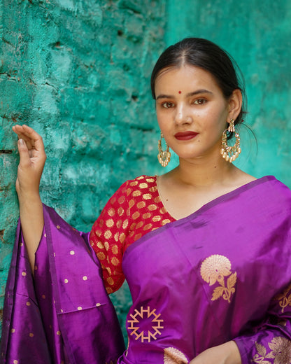 Deep Pink Pure Banarasi Katan Handloom Saree
