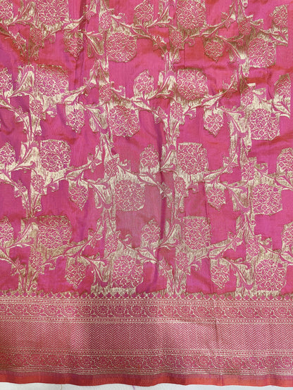Banarasi Silk Saree with Gold Zari Floral Jaal