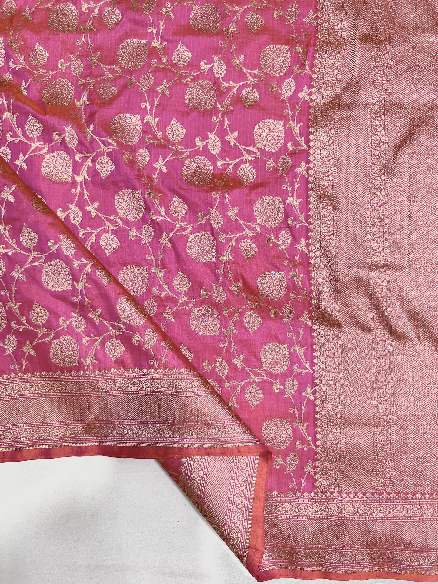 Banarasi Silk Saree with Gold Zari Floral Jaal