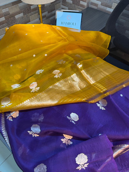 The Shahi Purple & Golden Amber Zari Woven Suit Set