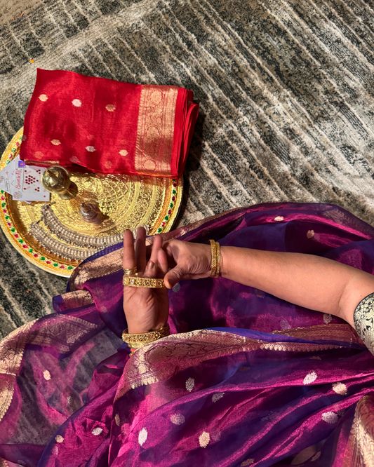Red Tissue Pure Banarasi silk saree