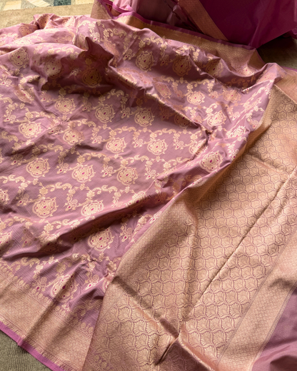 Pink Pure Banarasi Katan Silk Saree