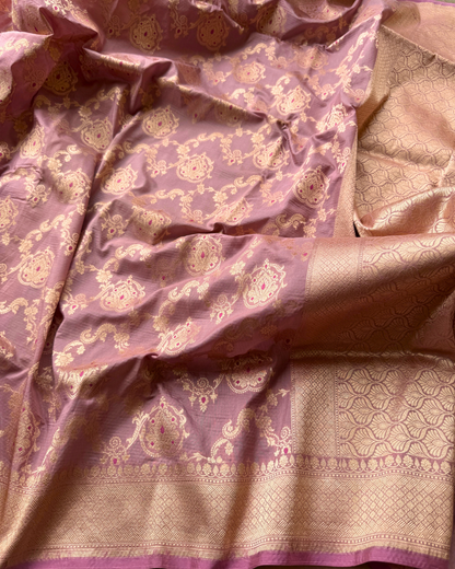 Pink Pure Banarasi Katan Silk Saree