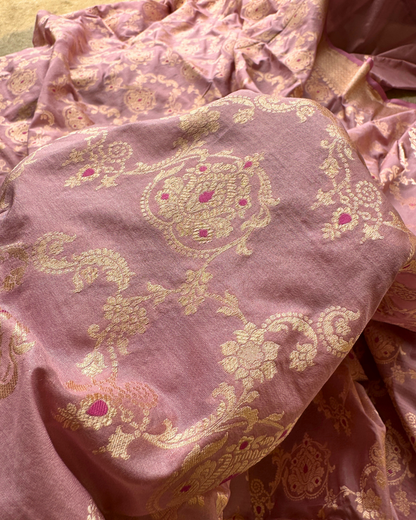 Pink Pure Banarasi Katan Silk Saree