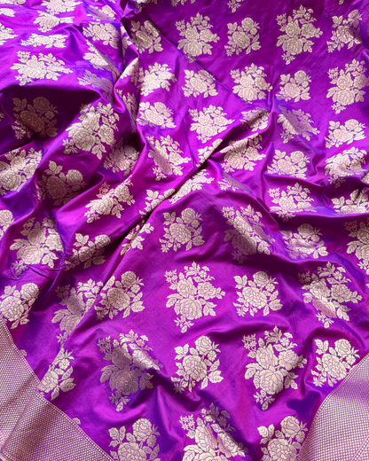 Dark Pink Pure Banarasi Katan Silk Saree