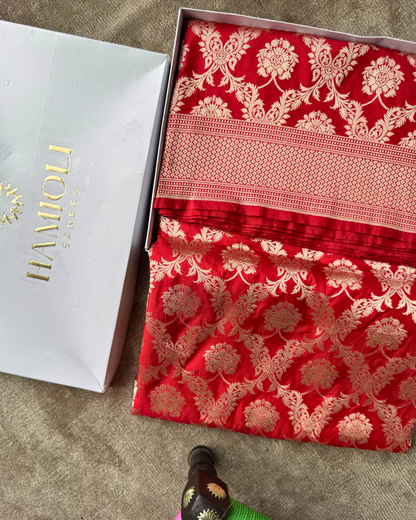 Red Pure Banarasi Katan Silk Saree